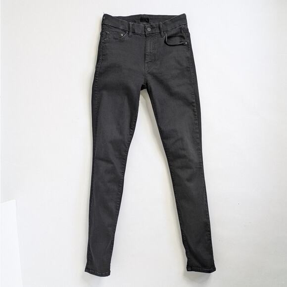 MOTHER Denim High Waisted Looker Skinny Jeans 26 Black Wash - Picture 1 of 11